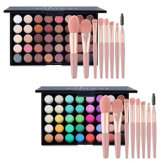 40 Color Eyeshadow Makeup Palette With Makeup Brushes Set